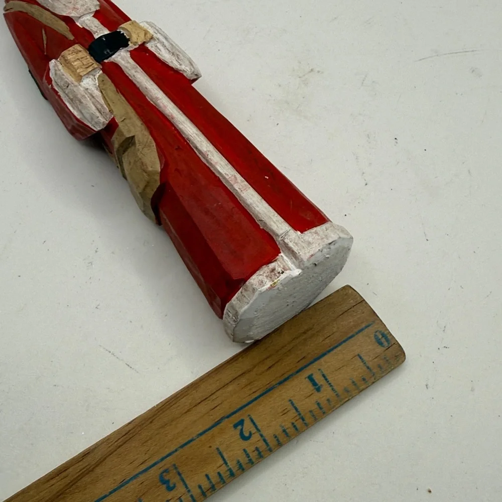 Vintage Carved Painted Wooden Santa Claus Figurine Decor Collectible Folk Art